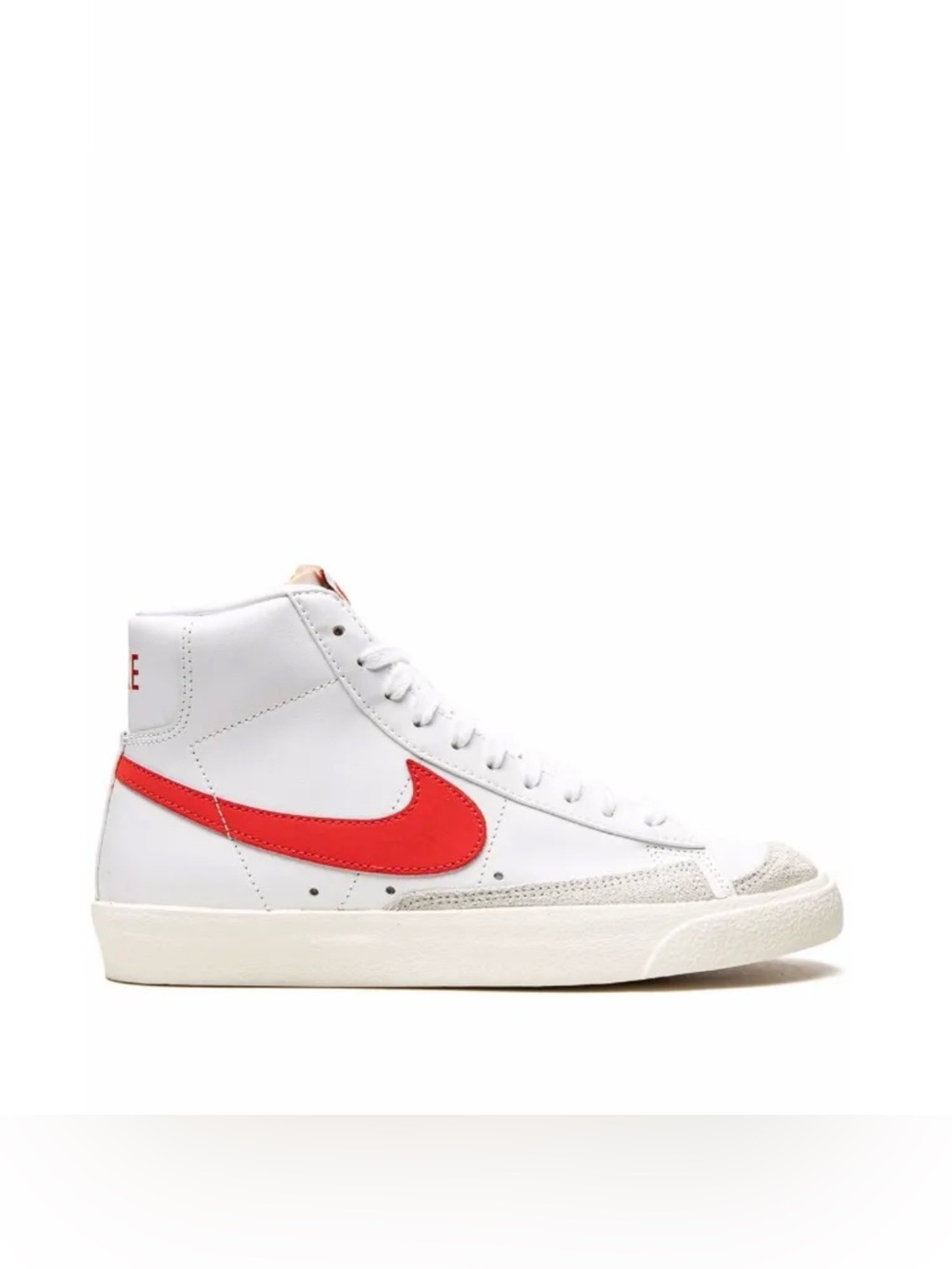 Nike Men’s White High-Top Sneakers with Red Swoosh Accent